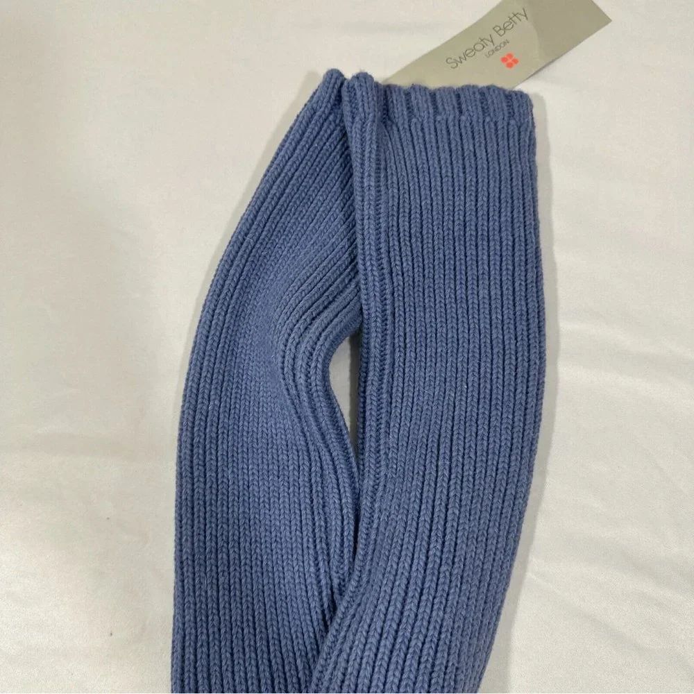 NWT Sweaty Betty Soft‎ Rib Fingerless Mittens Gloves in Dusk Blue
